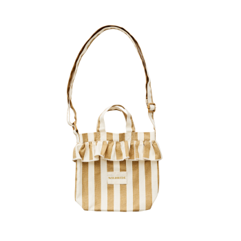 Mini Ruffle Shoulder Bag Beige Stripe